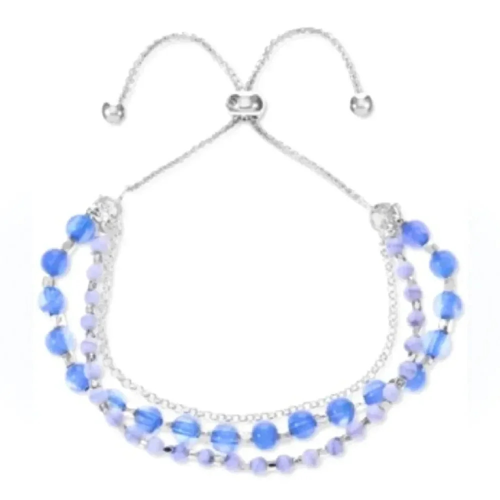 Blue Beaded Style & Co Multi-Row Slider Bracelet NWT